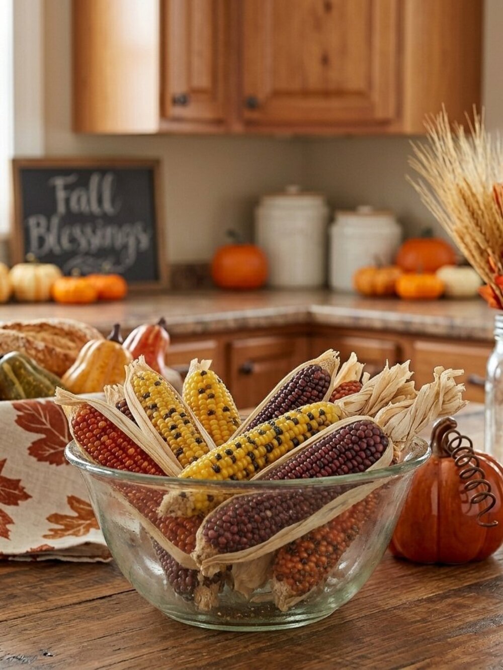 Vintage Indian Corn Thanksgiving Autumn Fall Decor 5" Faux Maize Lot of 9
